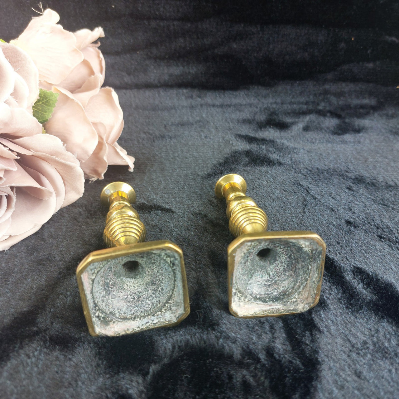 Vintage Brass Buddha Figurine & Pair of Brass Candlesticks Set14