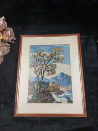 Thumbnail for Framed Needlepoint Art - Landscape, Mountain Vintage 13 x 16 Inch(41 x 33 cm)13