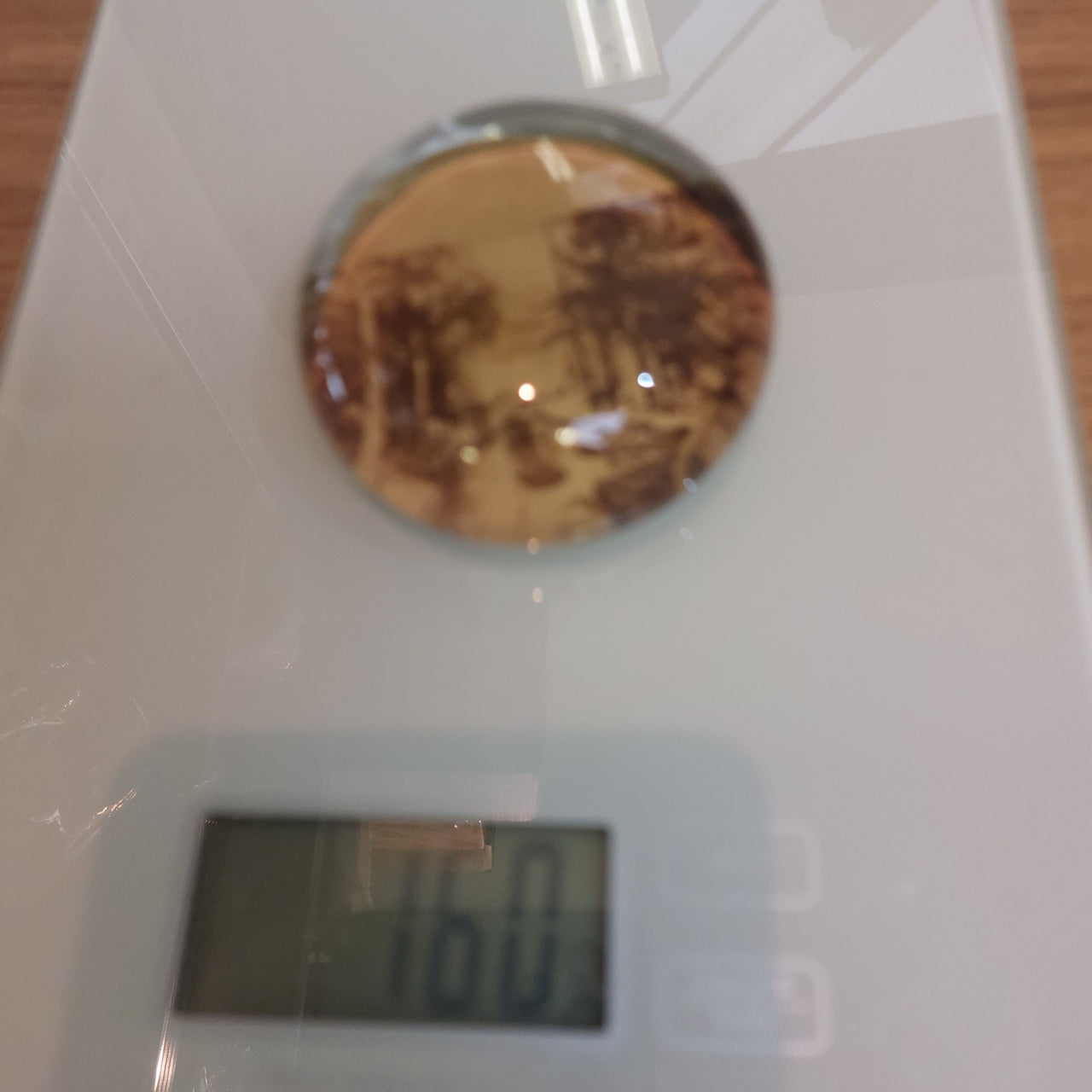 Vintage possibly ( antique) Glass DomePaperweight 160gr – Sepia Scenic Image –7