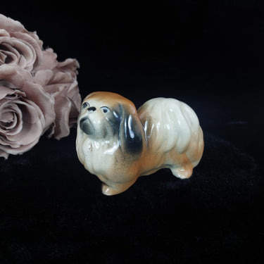 Antique Pekingese Dog Figurine HandPainted China European c.1900 Cream Tan 11cm0