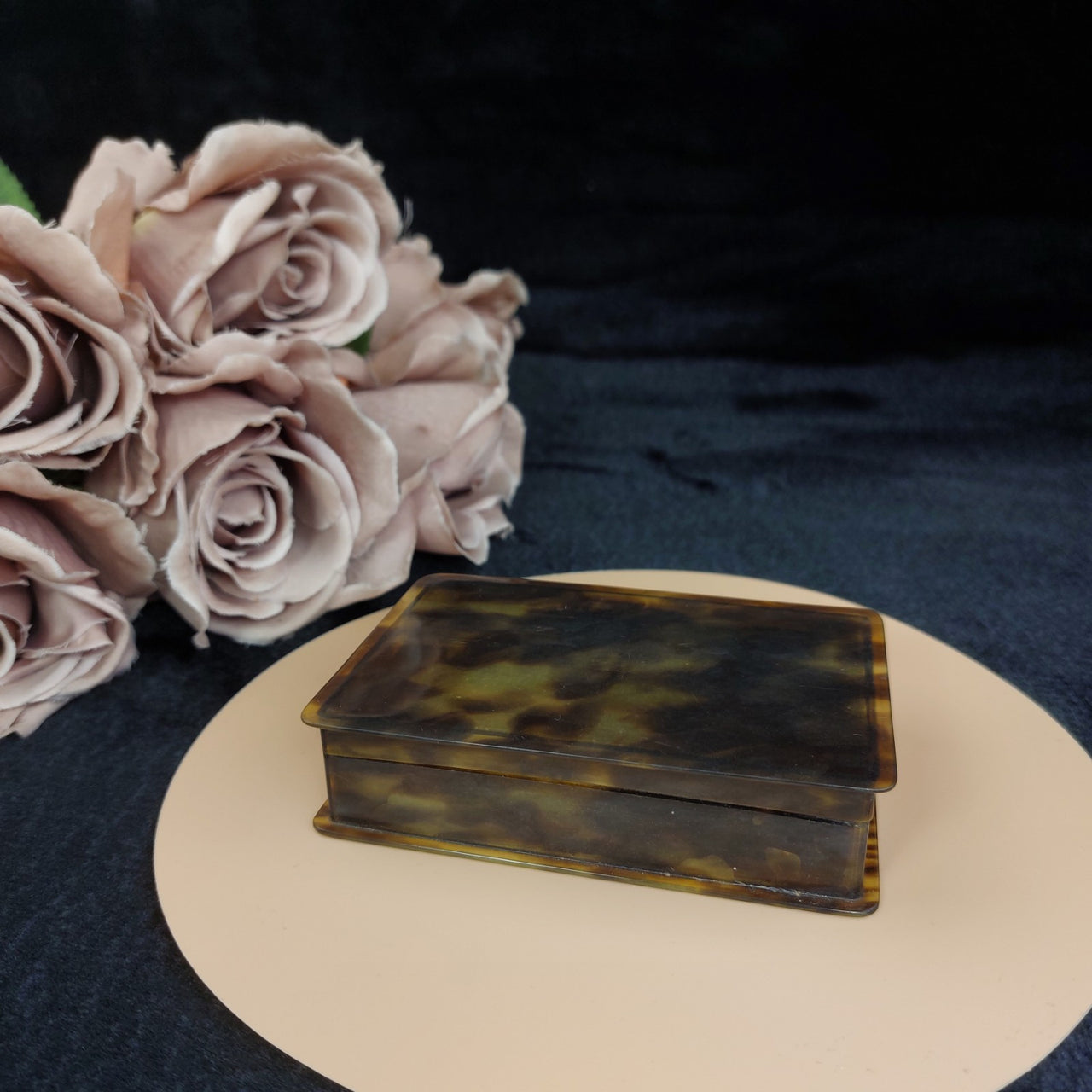 Antique Style Faux Tortoiseshell Trinket tobacco Snuff Box Rectangle Hinged5