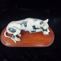 Thumbnail for RARE Vintage White & Black Ceramic Figurine Dog   Husky Shepherd on Wooden Base13