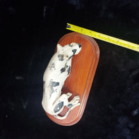 Thumbnail for RARE Vintage White & Black Ceramic Figurine Dog   Husky Shepherd on Wooden Base16