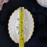 Thumbnail for Wedgwood & Spode Bone China Trinket Dish & Vase Set - Floral Gold Vintage Rim4
