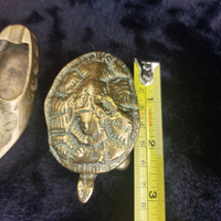 Thumbnail for Vintage Brass Trinket & astray Set Hinged Turtle Box & Engraved Shoes6
