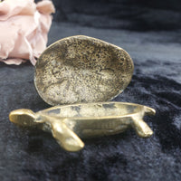 Thumbnail for Vintage Brass Trinket & astray Set Hinged Turtle Box & Engraved Shoes10