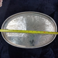Thumbnail for Sheffield Plated Silver Goblets & Tray Set 7pc EPNS Ornate Engraved Vintage Deco18