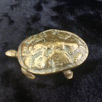 Thumbnail for Vintage Brass Trinket & astray Set Hinged Turtle Box & Engraved Shoes11