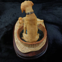 Thumbnail for Border Arts Fine Golden Labrador & Pups signed D.Geenty 1980 decor bookshelf.10