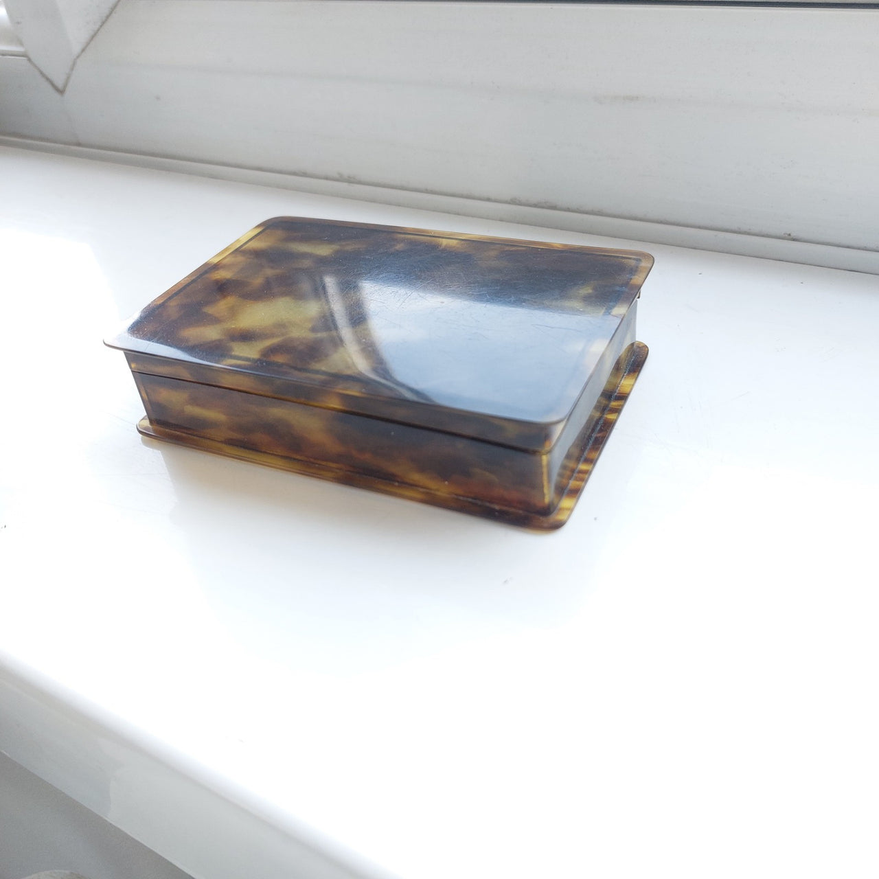 Antique Style Faux Tortoiseshell Trinket tobacco Snuff Box Rectangle Hinged4