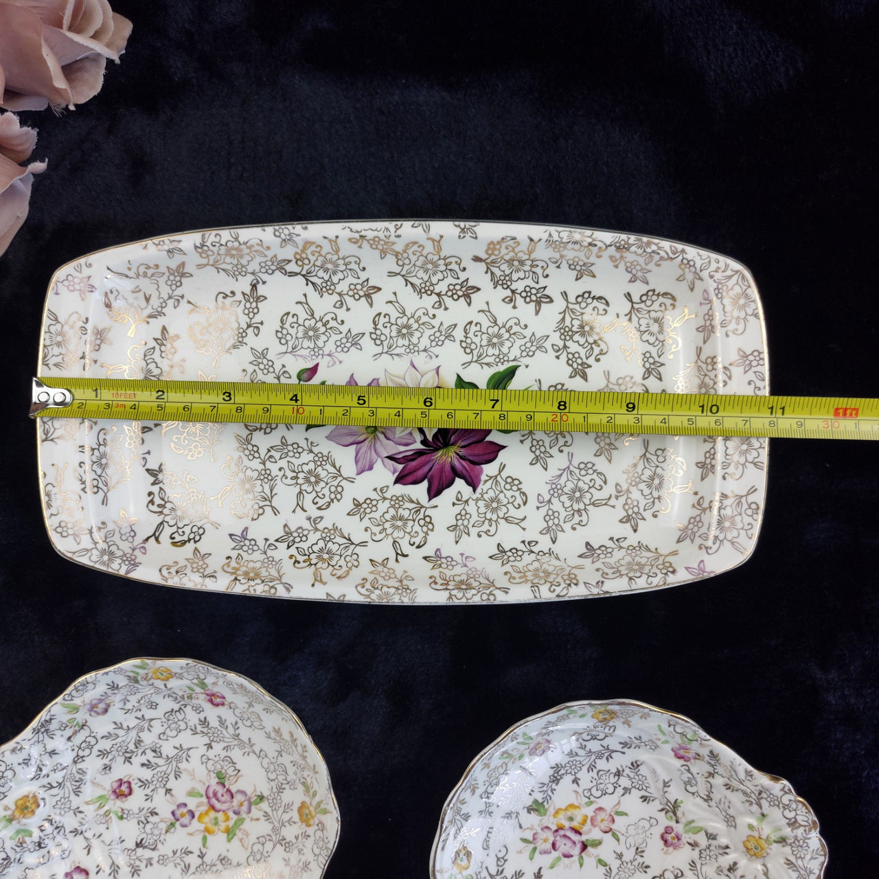 James Kent Ltd "Pearl Delight" Dessert Set English Vintage Floral Plate Dish10