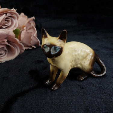 Siamese Cat Acceptable Made in England  Figurine  Ceramic Glazed 12cm Worn Spot 0