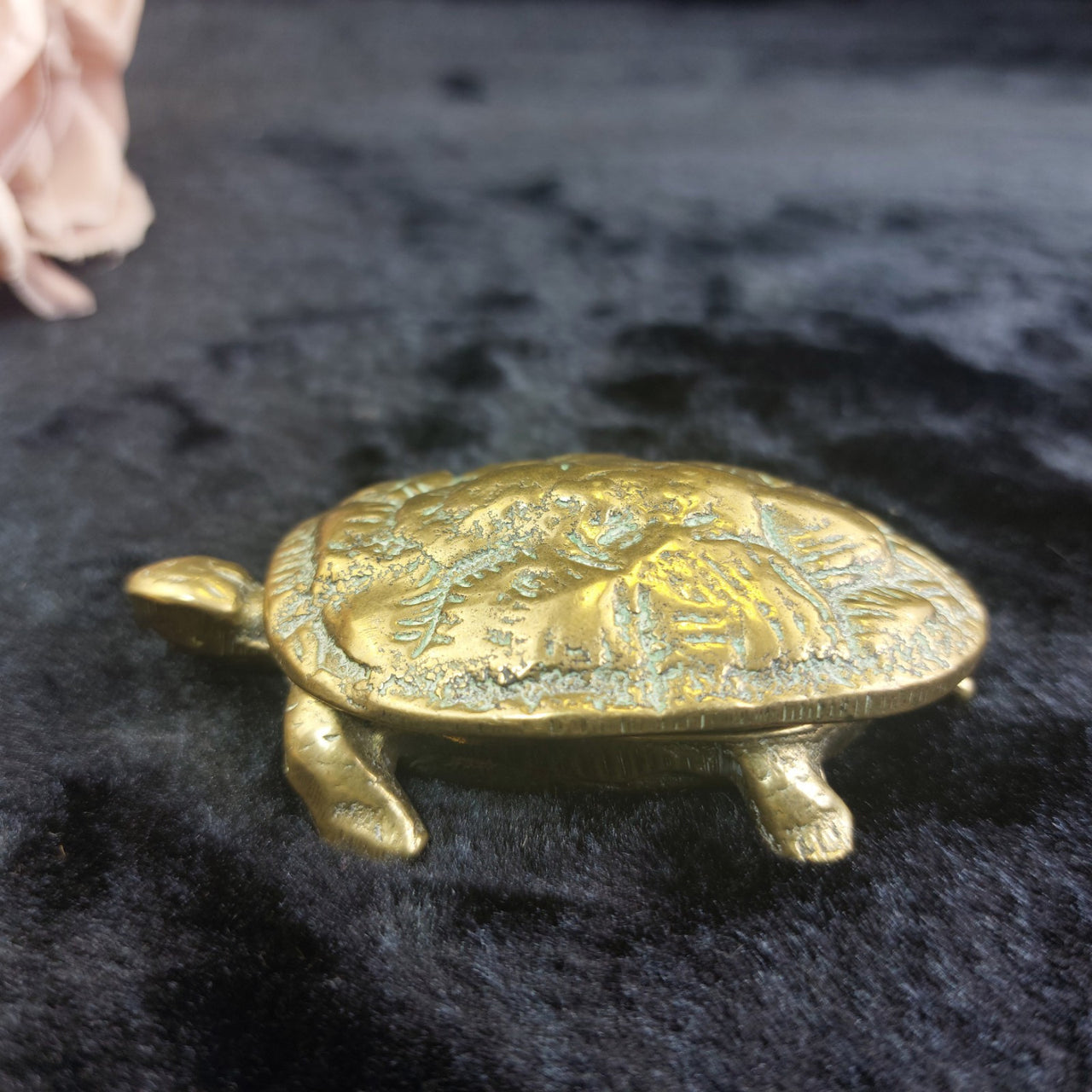 Vintage Brass Trinket & astray Set Hinged Turtle Box & Engraved Shoes12