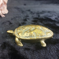 Thumbnail for Vintage Brass Trinket & astray Set Hinged Turtle Box & Engraved Shoes12