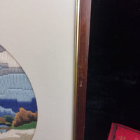 Thumbnail for Vintage Framed Circular Long-Stitch Needlework Countryside Landscape Art 17