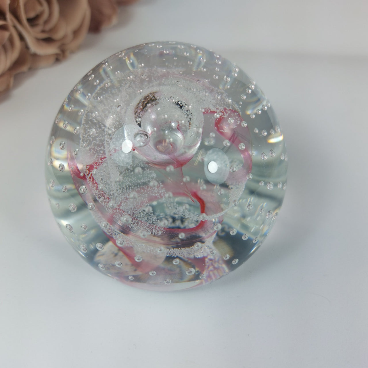 Murano Style Glass Paperweight  Swirl Bubbles Art Handcrafted  0.5 kg1