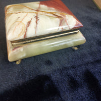 Thumbnail for Onyx Jewelry Box Red & Green Marble, Gold Trim, Velvet Lined Vintage luxury gift4