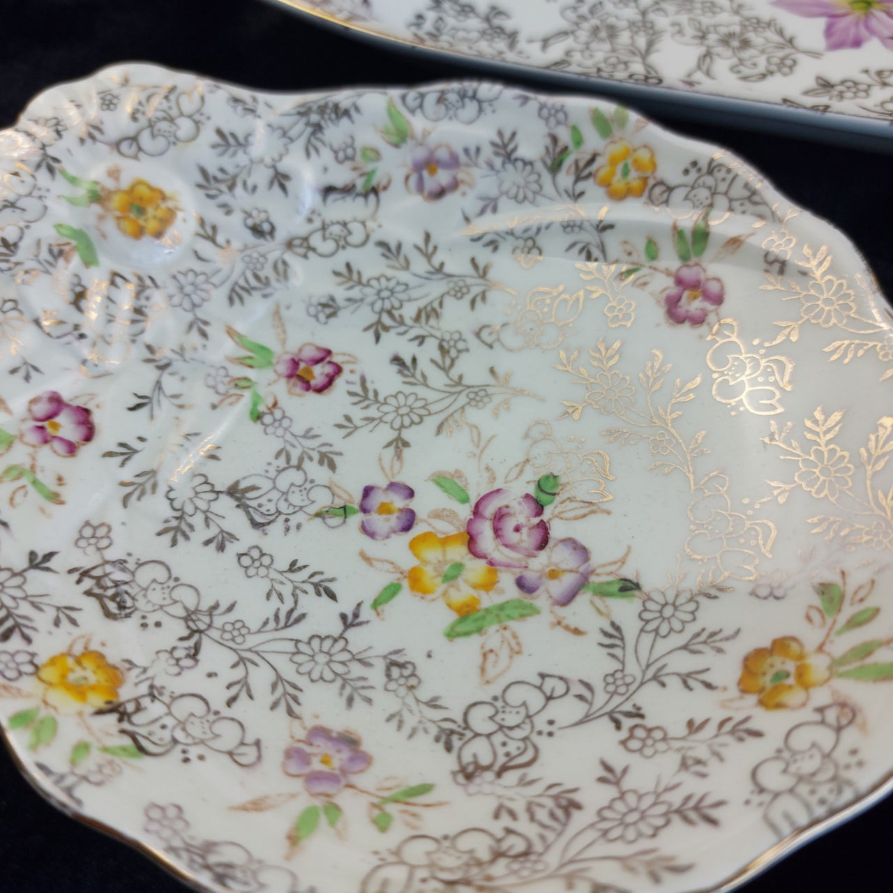 James Kent Ltd "Pearl Delight" Dessert Set English Vintage Floral Plate Dish14