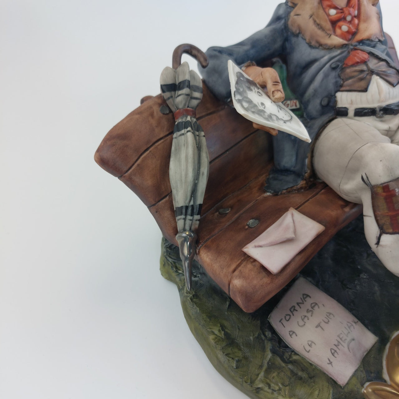 Capodimonte Figurine Old Man on Bench –6.7" Vintage Ceramic Italian Sculpture12