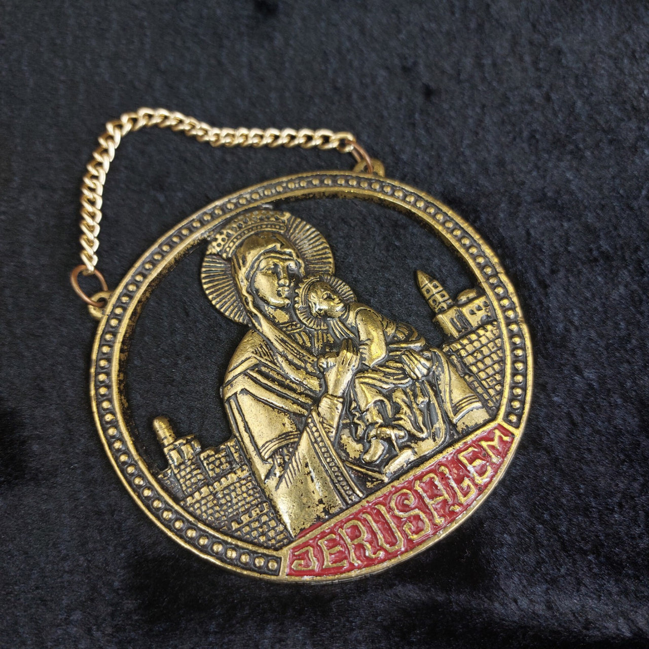 Brass Religious Jerusalem Plaque & Pic Holder & 2×Pitcher Collectable decor gold4