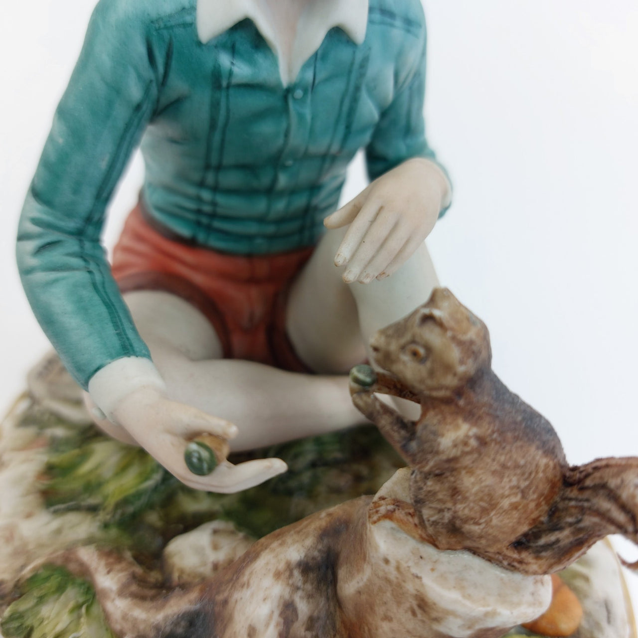 1972 Sandro Maggioni Capodimonte Figurine Porcelain Boy Feeding Squirrel –chip12