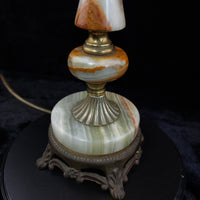 Thumbnail for Vintage Onyx & Brass Table Lamp with Ornate Claw Foot Base Working Condition11