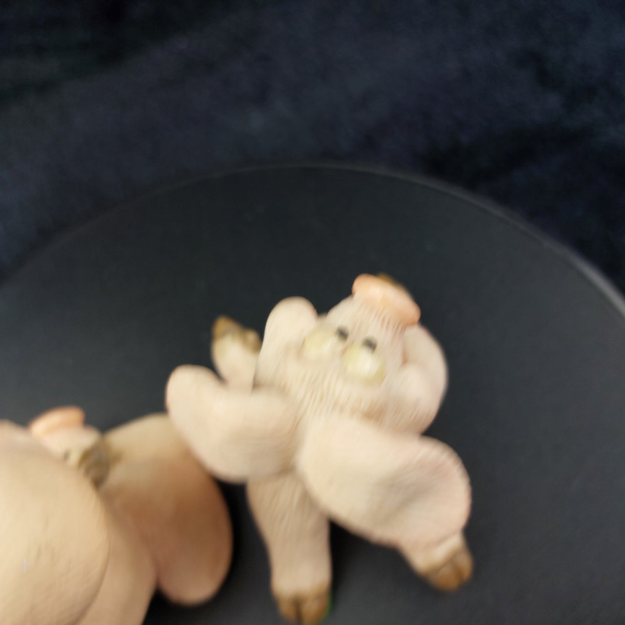 1997 Piggin’ Headaches Handmade Pig Figurines – Comical Set of 2,  Resin Pigs 3"6