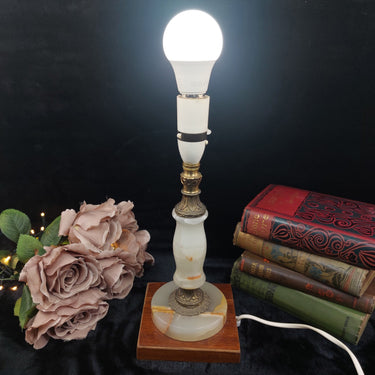 Vintage Onyx and Brass Table Lamp 13