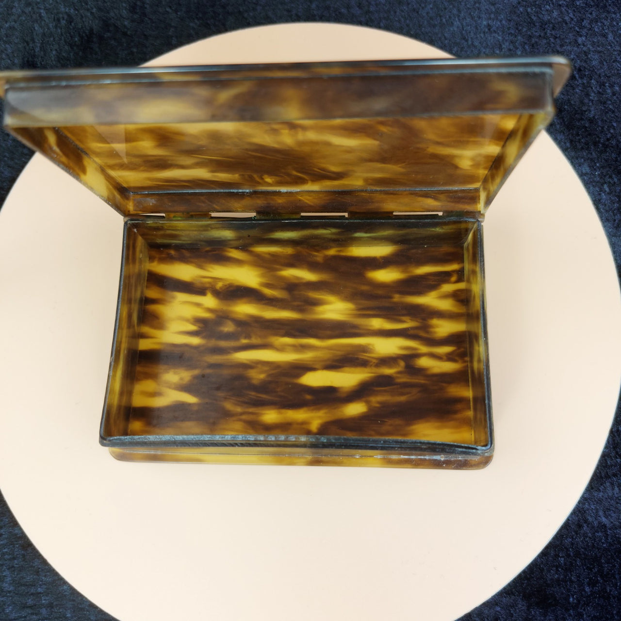 Antique Style Faux Tortoiseshell Trinket tobacco Snuff Box Rectangle Hinged1