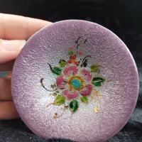 Thumbnail for Limoges Copper Enamel Bowl Flowers On White Pink And Scotland Enamel on copper.4