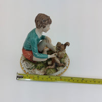 Thumbnail for 1972 Sandro Capodimonte Maggioni Figurine Porcelain Boy Feeding Squirrel –chip15