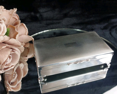 Good Aristocrat Silver Plated Cigarette Box Wood Lined 332g 6x3x2” England 1950s0