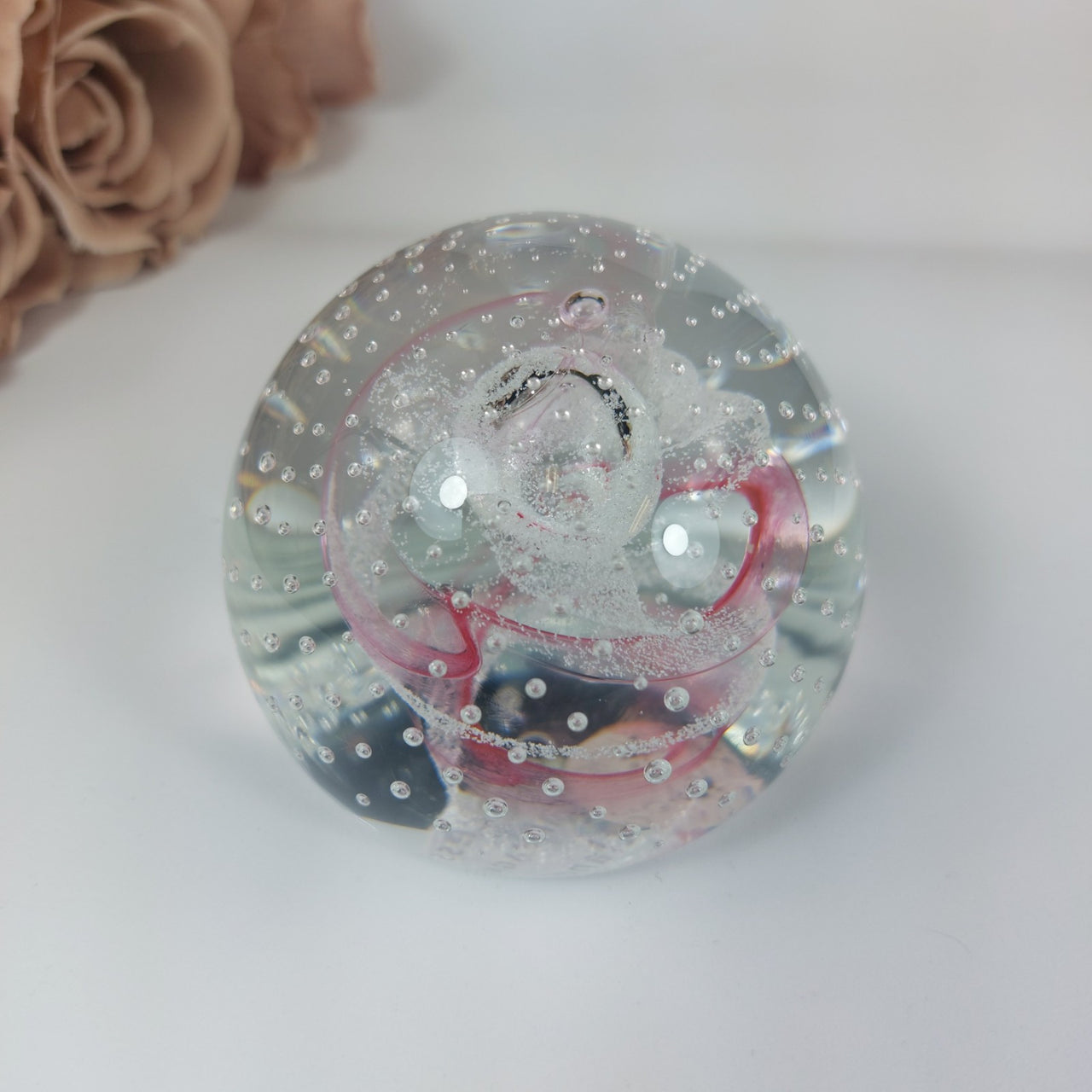 Murano Style Glass Paperweight  Swirl Bubbles Art Handcrafted  0.5 kg4