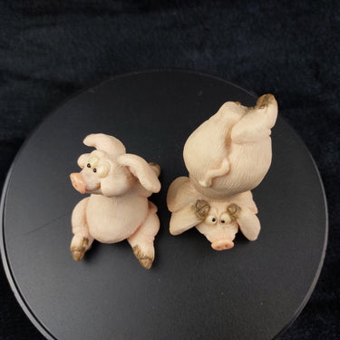Piggin’ Headaches 1997 Handmade Pig Figurines – Comical Set of 2,  Resin Pigs 3