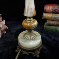 Thumbnail for Vintage Onyx & Brass Table Lamp with Ornate Claw Foot Base Working Condition3