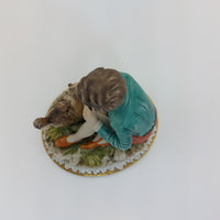 Thumbnail for 1972 Sandro Maggioni Capodimonte Figurine Porcelain Boy Feeding Squirrel –chip10