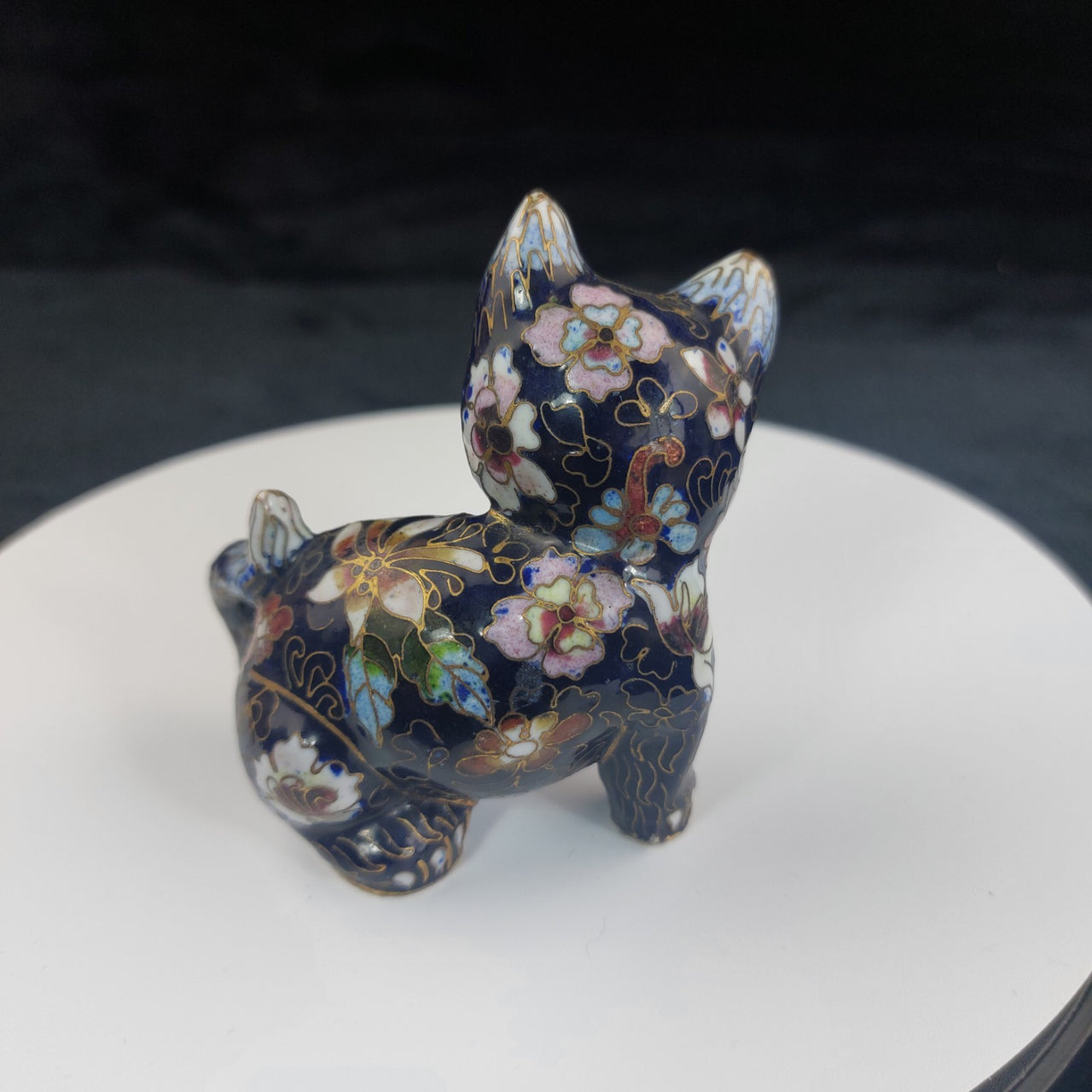 Chinese Cloisonné Enamel Cat Figurine – Handcrafted Collectible Vintage 2