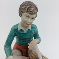 Thumbnail for 1972 Sandro Maggioni Capodimonte Figurine Porcelain Boy Feeding Squirrel –chip2