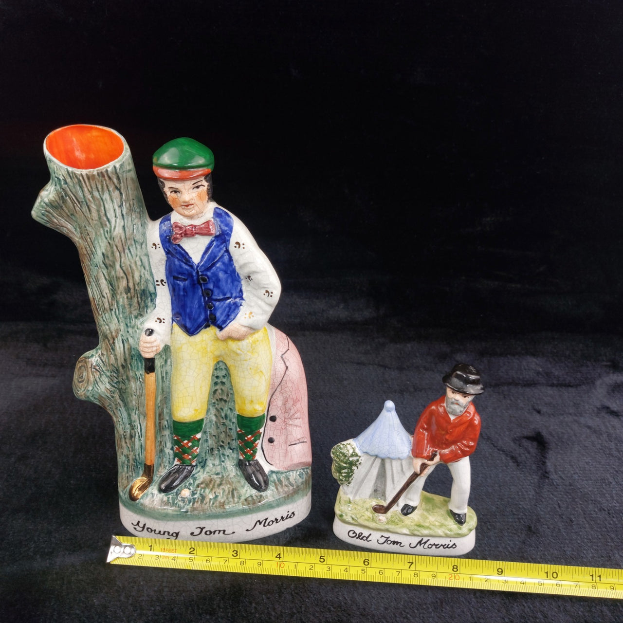 Staffordshire Old Tom Morris Young Tom Figurines Golf Hand Paint decor Pottery3