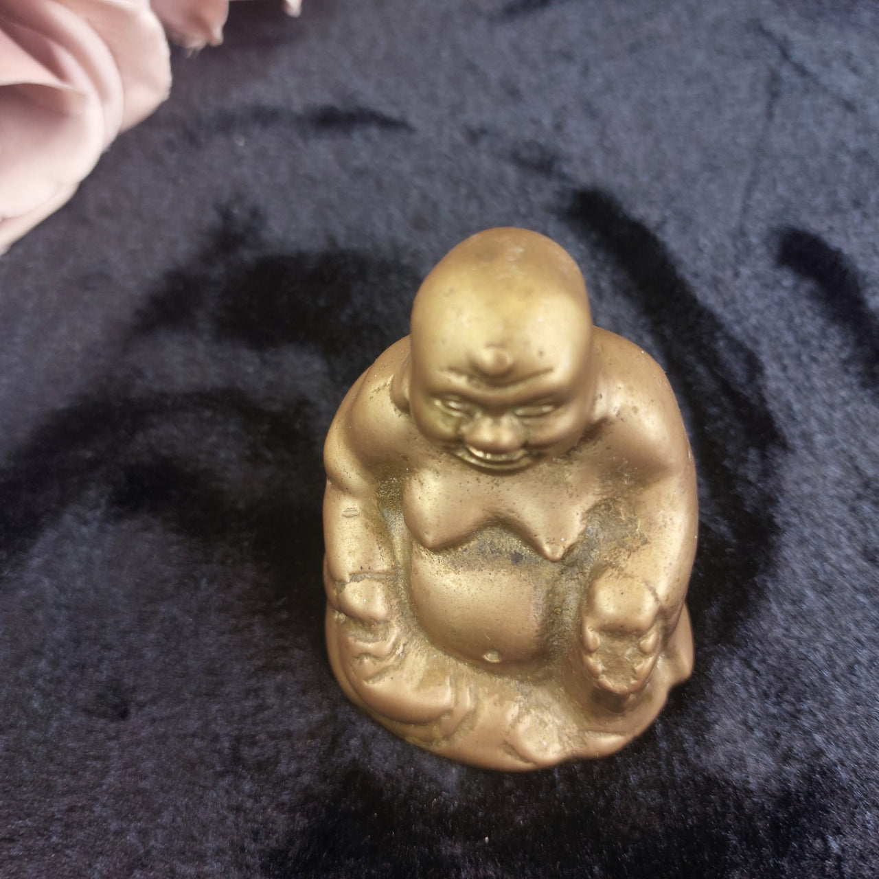 Vintage Brass Buddha Figurine & Pair of Brass Candlesticks Set9