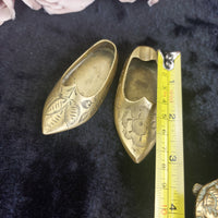 Thumbnail for Vintage Brass Trinket & astray Set Hinged Turtle Box & Engraved Shoes5