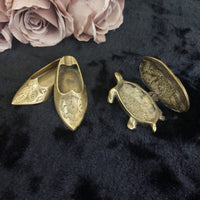 Thumbnail for Vintage Brass Trinket & astray Set Hinged Turtle Box & Engraved Shoes7