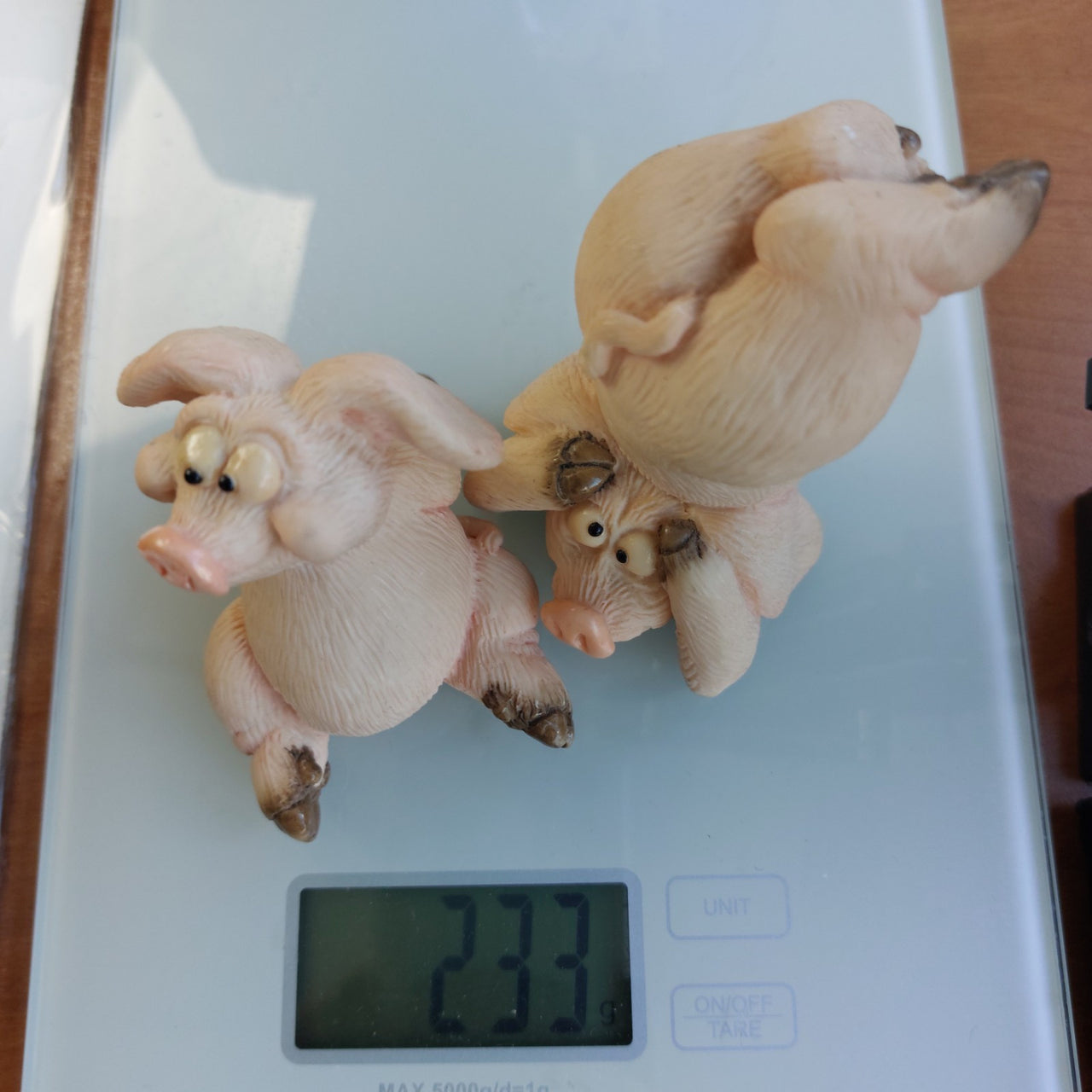 1997 Piggin’ Headaches Handmade Pig Figurines – Comical Set of 2,  Resin Pigs 3"10