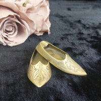 Thumbnail for Vintage Brass Trinket & astray Set Hinged Turtle Box & Engraved Shoes4