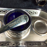 Thumbnail for Falcon Plate 17.5cm Condiment Set Cobalt Liners Mustard Salt Pepper Tray England16