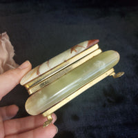 Thumbnail for Onyx Jewelry Box Red & Green Marble, Gold Trim, Velvet Lined Vintage luxury gift5
