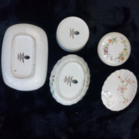 Thumbnail for Wedgwood Bone China Pin Dish & Trinket Box Set England - Floral Gold Vintage Rim8