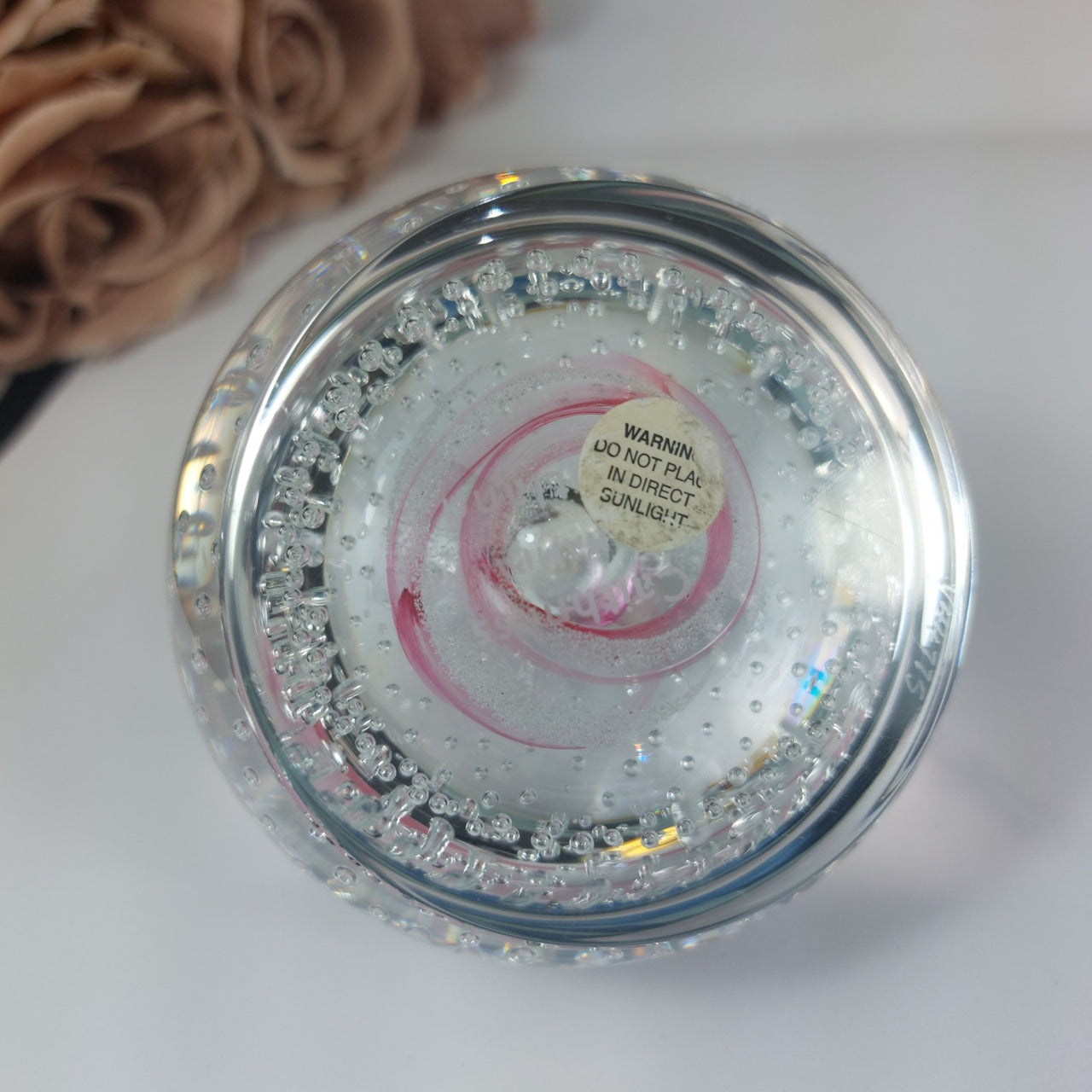 Murano Style Glass Paperweight  Swirl Bubbles Art Handcrafted  0.5 kg5