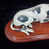 Thumbnail for RARE Vintage White & Black Ceramic Figurine Dog   Husky Shepherd on Wooden Base11