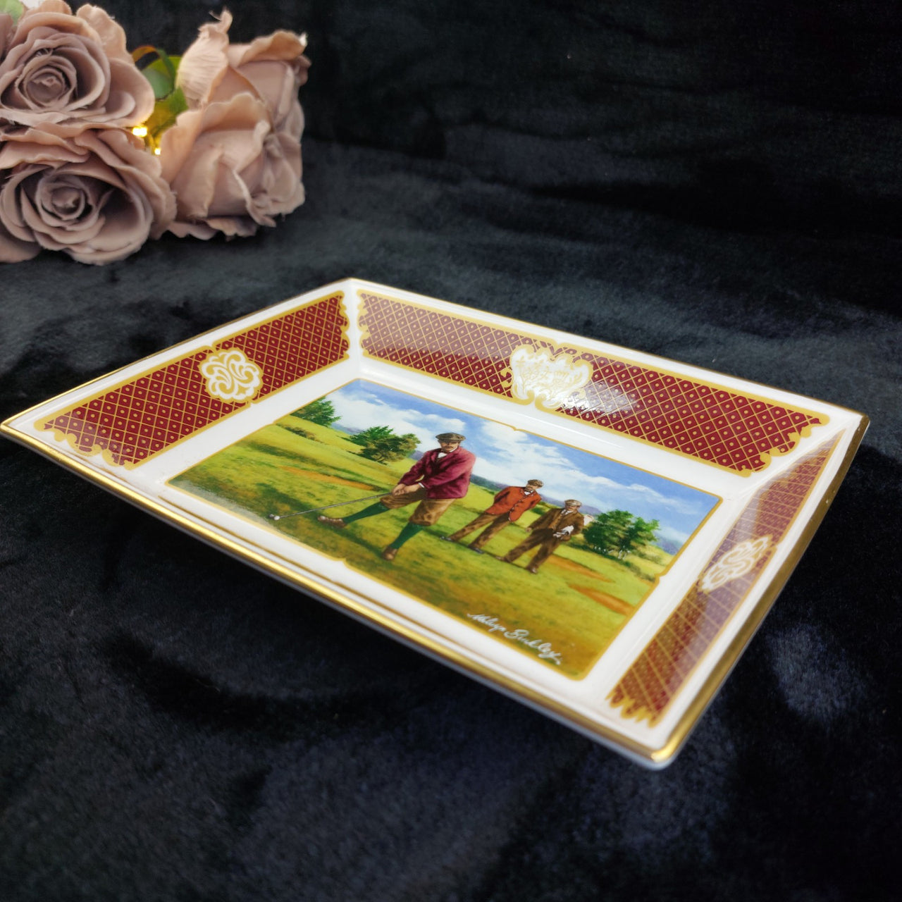 Royal Worcester Golfing Golf Scene Melvyn Buckley – Collection Plate China Bone7
